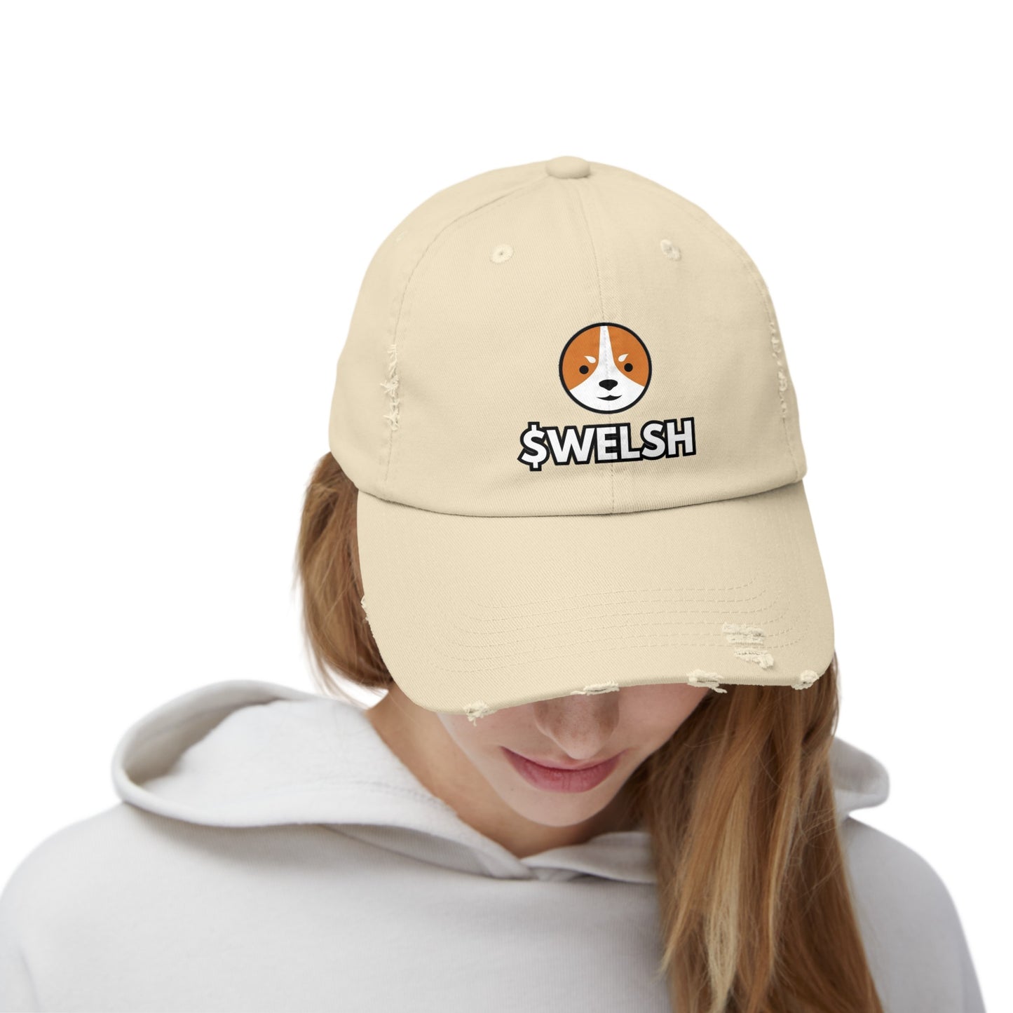 Welsh Logo Unisex Distressed Cap